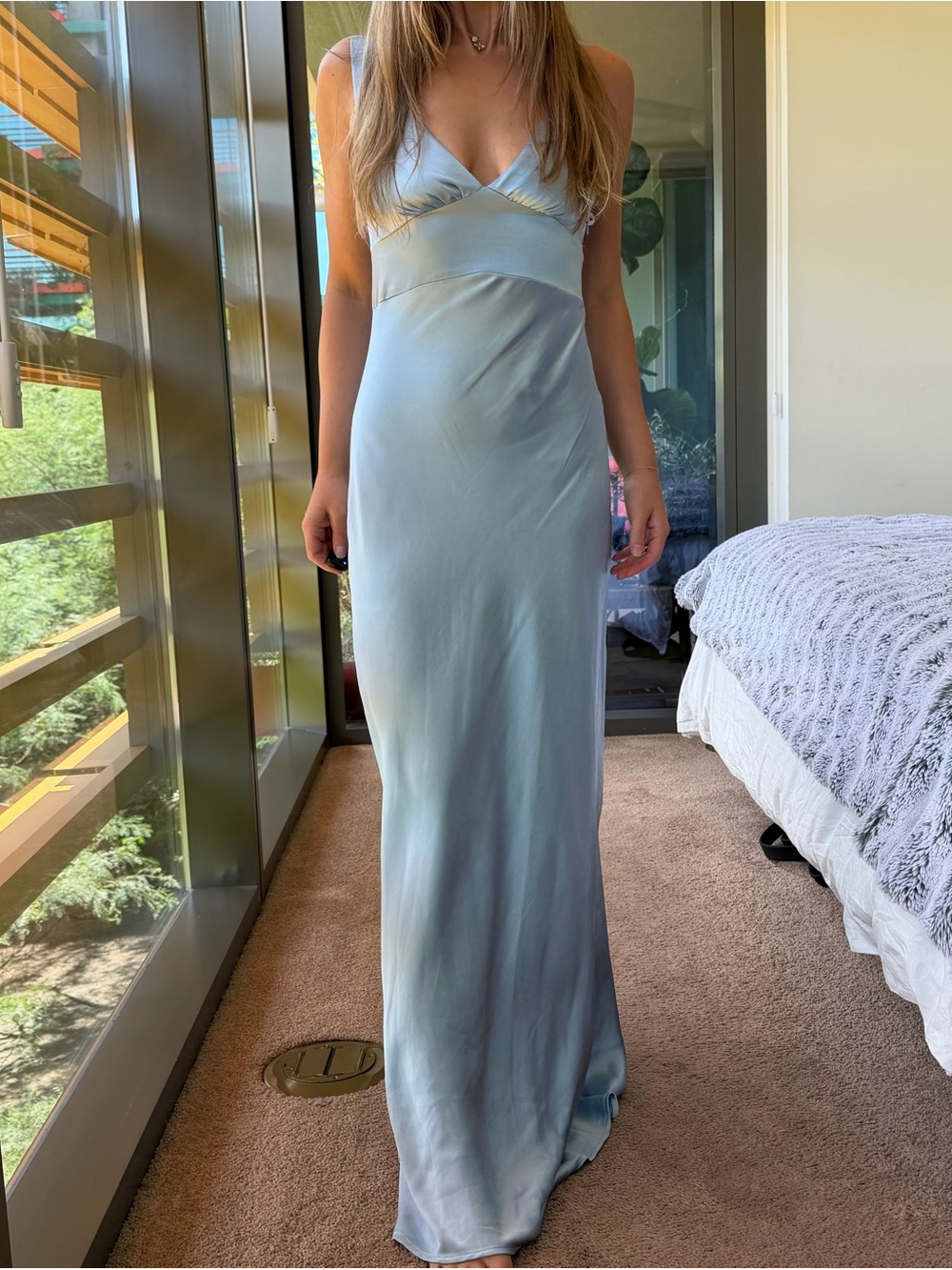 Princess Polly Baby Blue Satin Maxi Dress